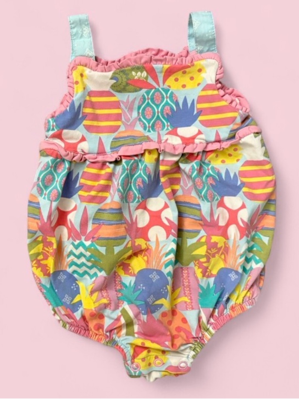 Matilda Jane Let's Go Together Pineapple Bubble Romper Sz 6-12 Months EUC
